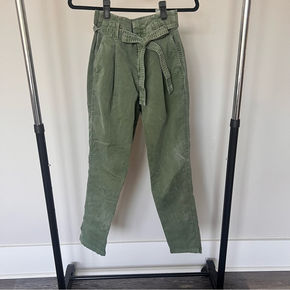 Gap High-Waisted Olive Green Paperbag Pant